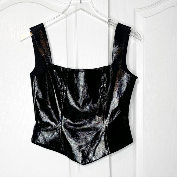 De La Vali Bandana Corset Top Black Patent Faux Leather Size 6 US (10 UK) - Picture 5 of 15